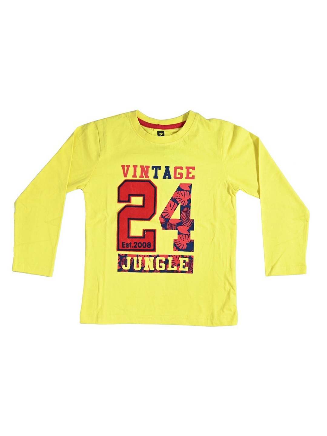 612League Boys Typography Printed Cotton T-Shirt, Yellow