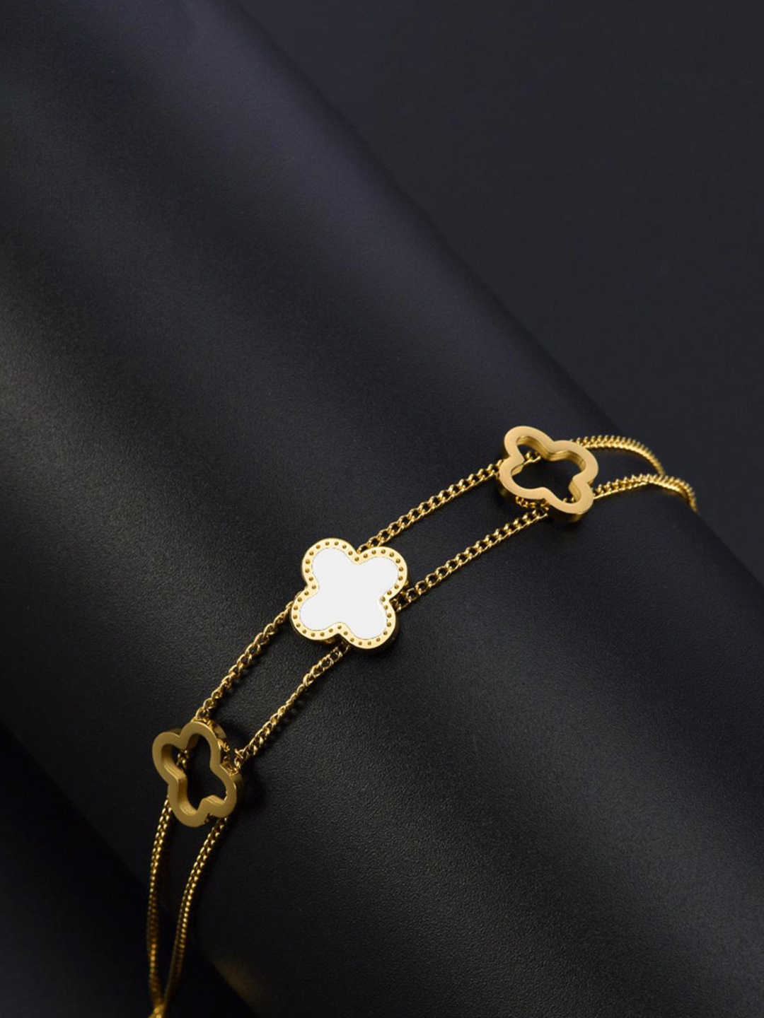 MYKI Cubic Zirconia Rose Gold-Plated Link Bracelet