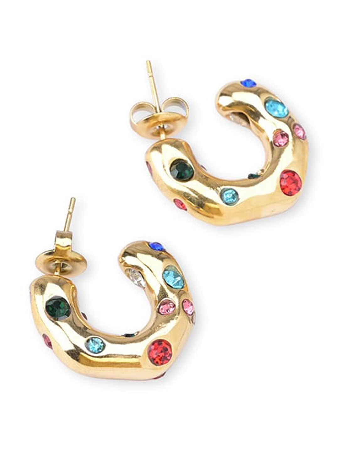 PALMONAS 18Kt Gold-Plated Contemporary Half Hoop Earrings
PALMONAS 18Kt Gold-Plated Contemporary Half Hoop Earrings