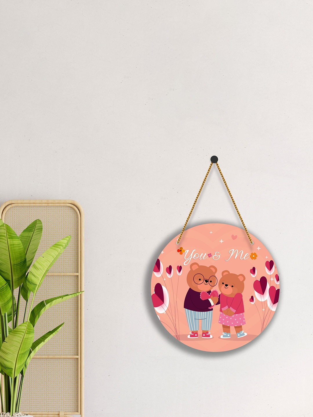 SAF Peach-Colored & Brown Love Couple Printed Round Shaped Wall Hanging With Zardoori
SAF Peach-Colored & Brown Love Couple Printed Round Shaped Wall Hanging With Zardoori