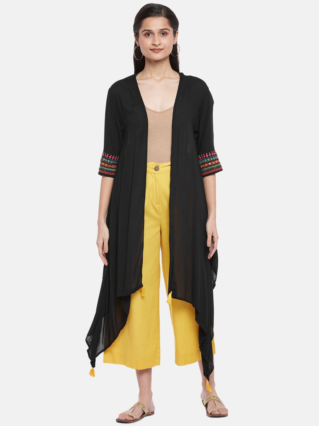 AKKRITI BY PANTALOONS Women Longline Open Front Shrug With Embroidered, Black
AKKRITI BY PANTALOONS Women Longline Open Front Shrug With Embroidered, Black