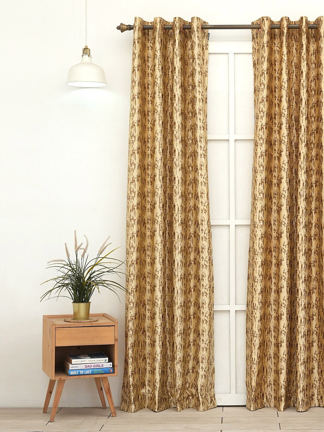 Ariana Gold-Toned &Brown 1 Pieces Room Darkening Door Curtain