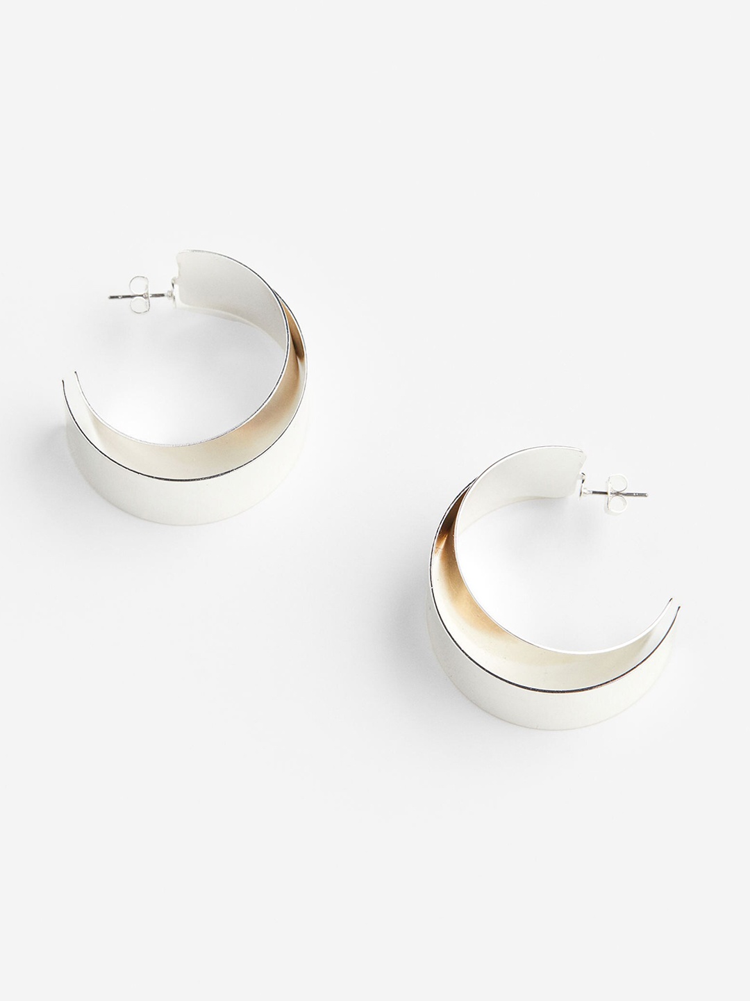H&M Double-Layered Hoop Earrings, Silver
