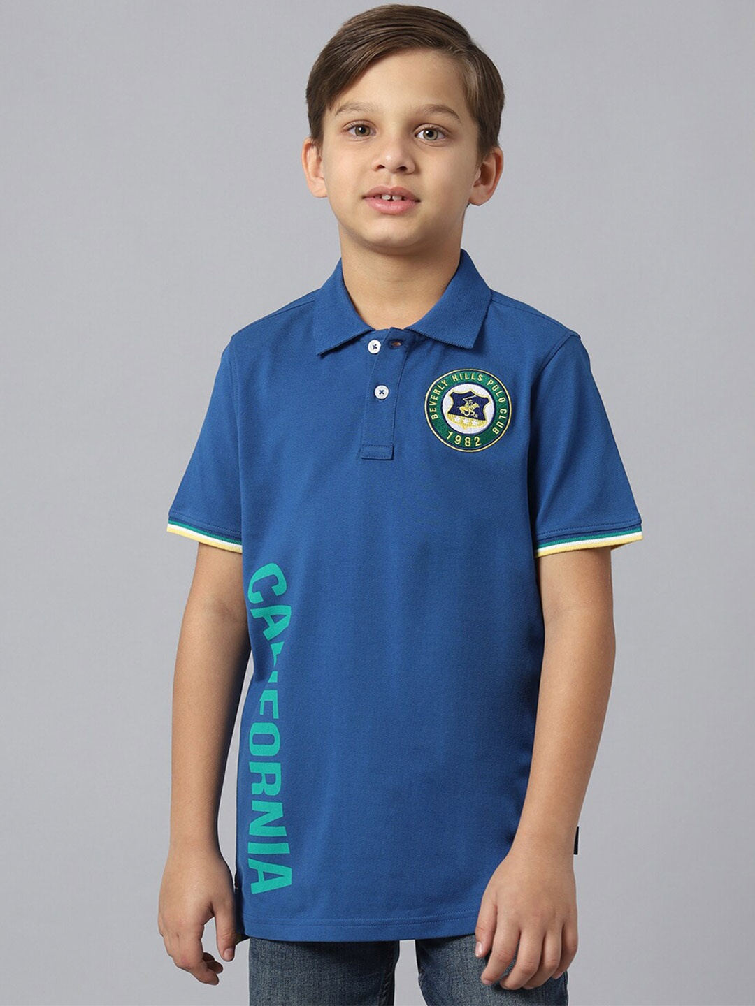 Beverly Hills Polo Club Boys Typography Printed Polo Collar Pure Cotton T-shirt, Blue
Beverly Hills Polo Club Boys Typography Printed Polo Collar Pure Cotton T-shirt, Blue