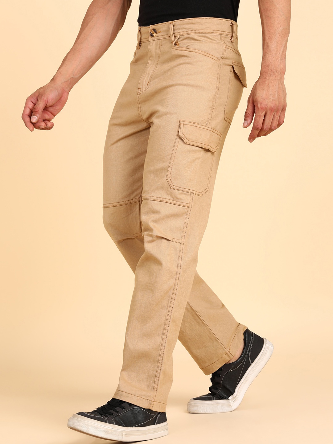 MONTREZ Men Comfort Mid Rise Plain Knitted Cotton Straight Fit Cargos Trousers, Camel brown
MONTREZ Men Comfort Mid Rise Plain Knitted Cotton Straight Fit Cargos Trousers, Camel brown