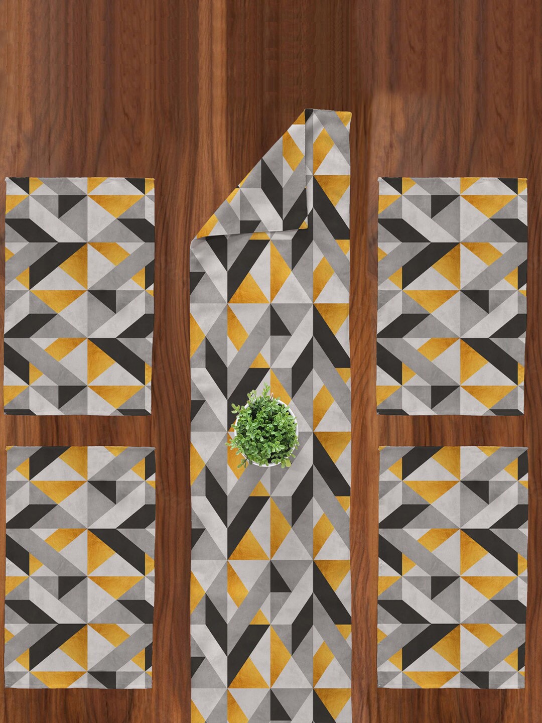 SPACES White & Black 5 Pieces Geometric Printed Reversible Table Runner & Table Placemats
SPACES White & Black 5 Pieces Geometric Printed Reversible Table Runner & Table Placemats