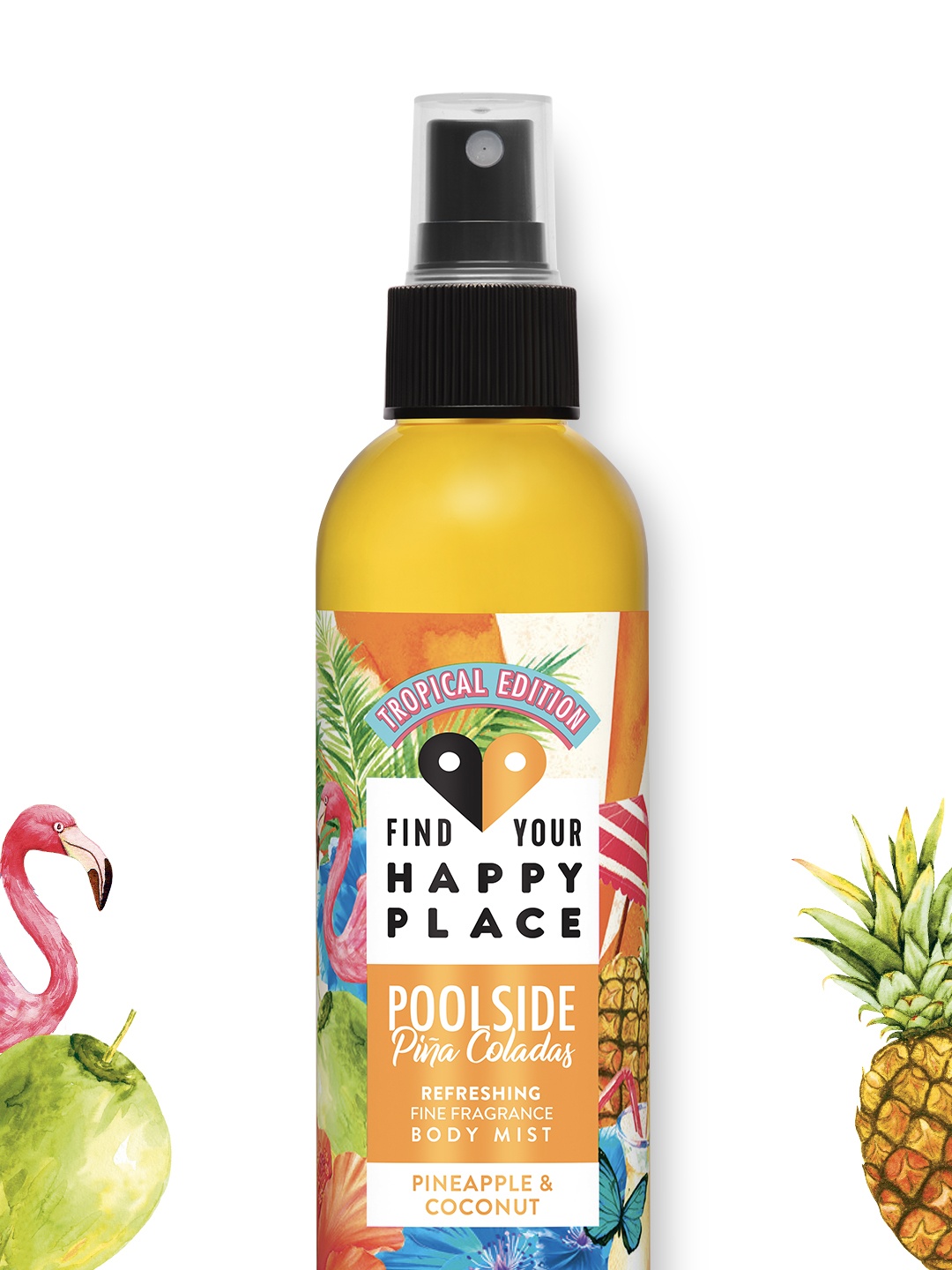 FIND YOUR HAPPY PLACE Poolside Pina Coladas Pineapple & Coconut Fragrance Body Mist- 200ml, Orange
FIND YOUR HAPPY PLACE Poolside Pina Coladas Pineapple & Coconut Fragrance Body Mist- 200ml, Orange