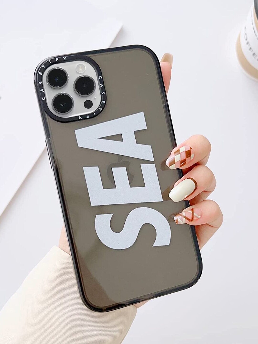 TREEMODA Printed iPhone 13 Pro Phone Back Case, Black
