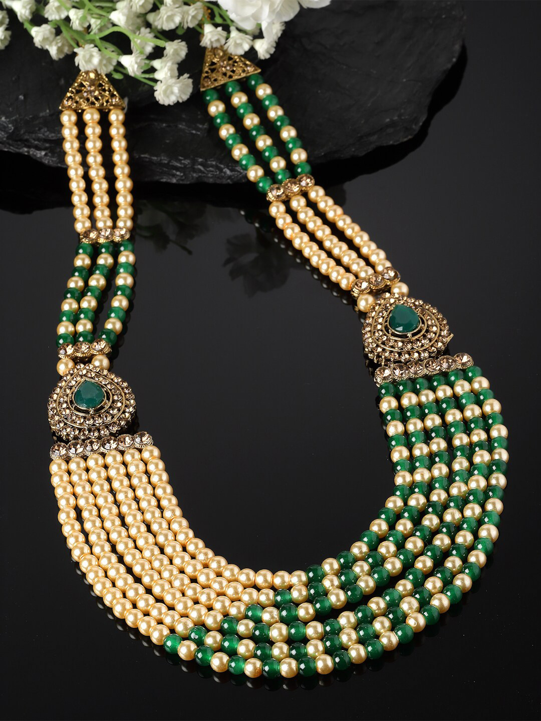 Sanjog Men Gold-Plated Beaded Brass Layered Statement Dulha Moti Mala Haar Groom Necklace
Sanjog Men Gold-Plated Beaded Brass Layered Statement Dulha Moti Mala Haar Groom Necklace