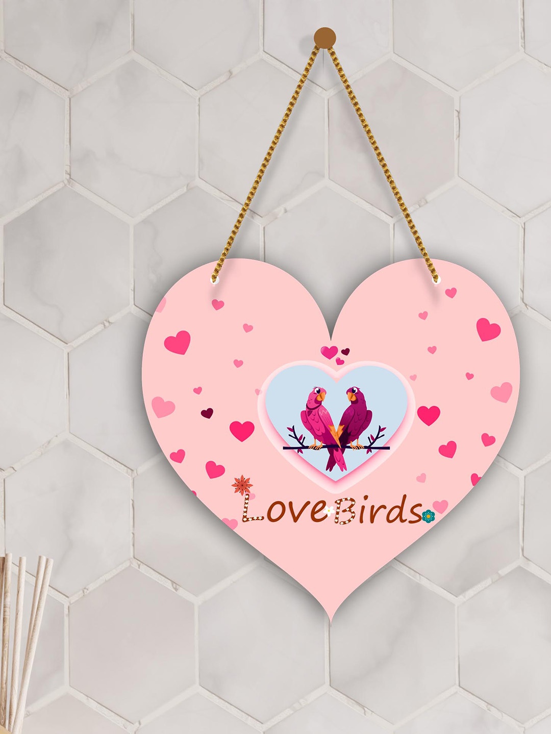 SAF Peach-Colored & Pink Love Couple Heart Design Wooden Wall Hanging With Zardoori String
SAF Peach-Colored & Pink Love Couple Heart Design Wooden Wall Hanging With Zardoori String