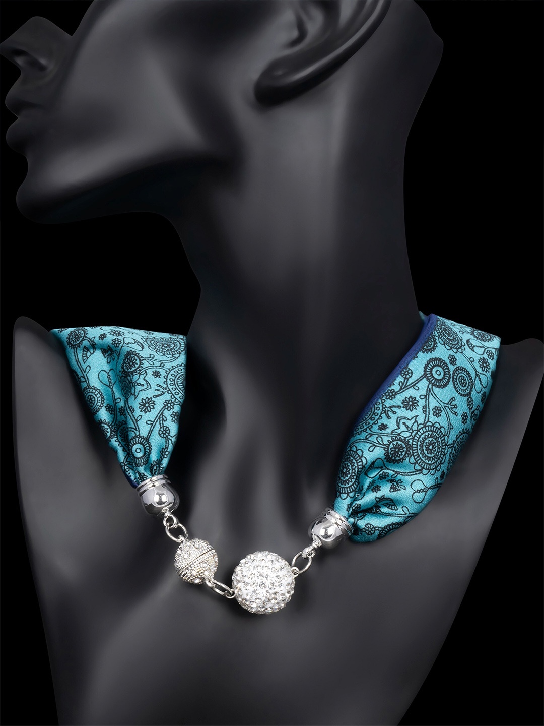 NOTEQUAL Mulberry Silk Scarf Necklace, Turquoise blue