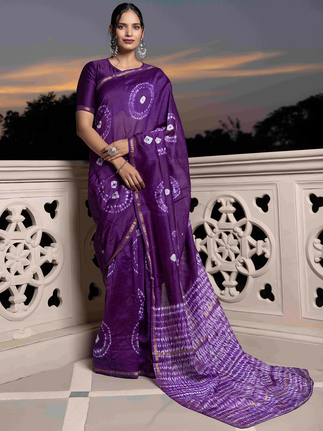 Ragavi Tie - Dyed Chanderi Saree, Purple 
Ragavi Tie - Dyed Chanderi Saree, Purple