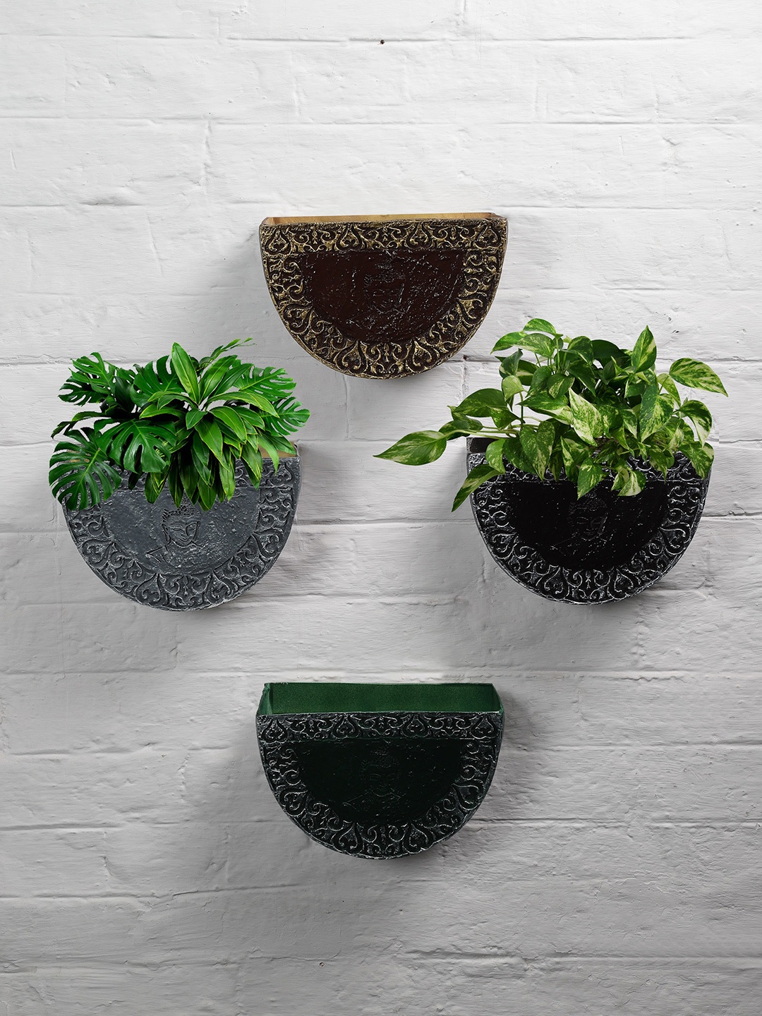 Stylespace by Isha Green & Brown 4 Pcs Textured Half Moon Shaped Wall Hanging Planters
Stylespace by Isha Green & Brown 4 Pcs Textured Half Moon Shaped Wall Hanging Planters