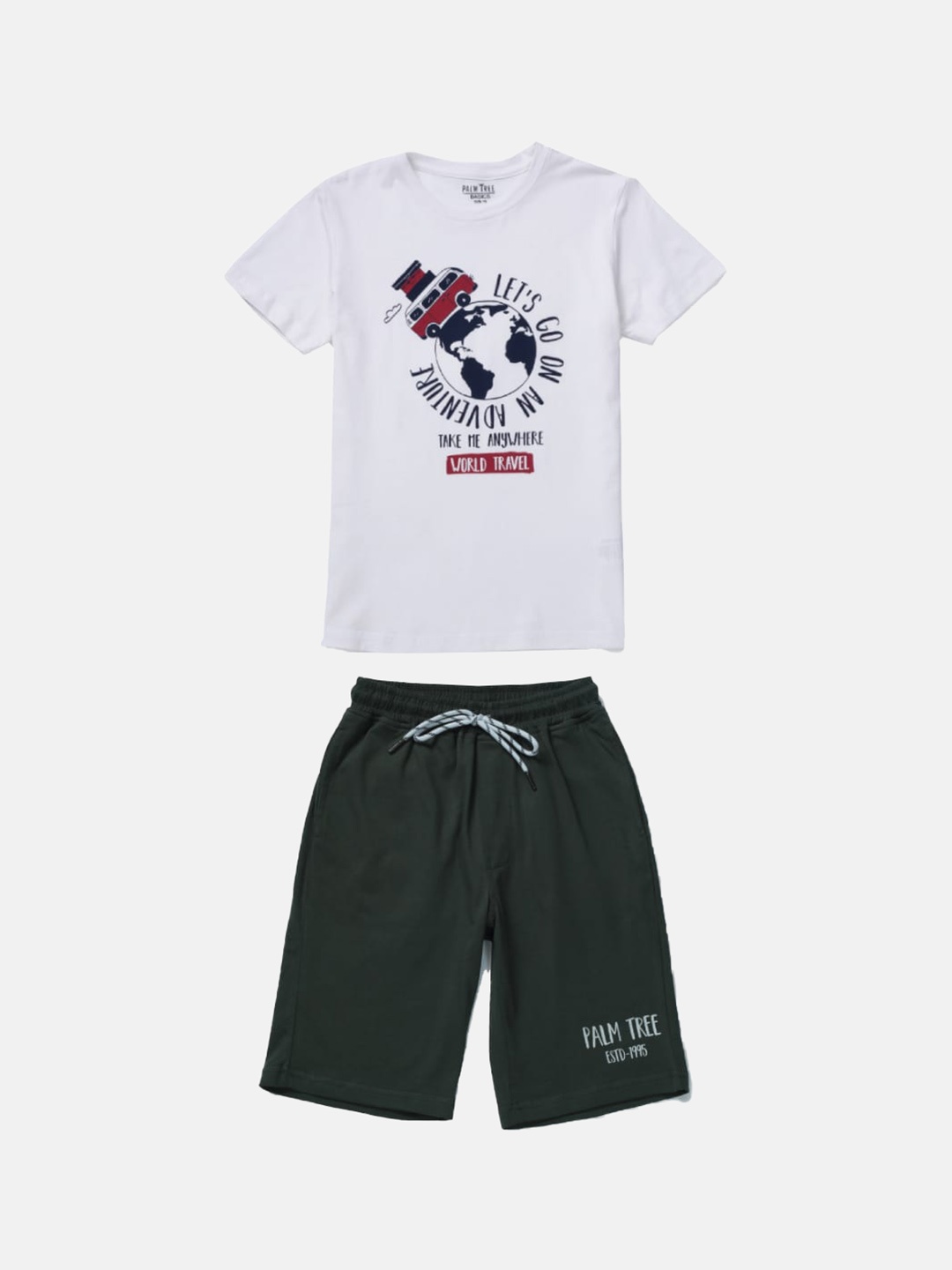 Palm Tree Infant Cotton Shorts, Olive