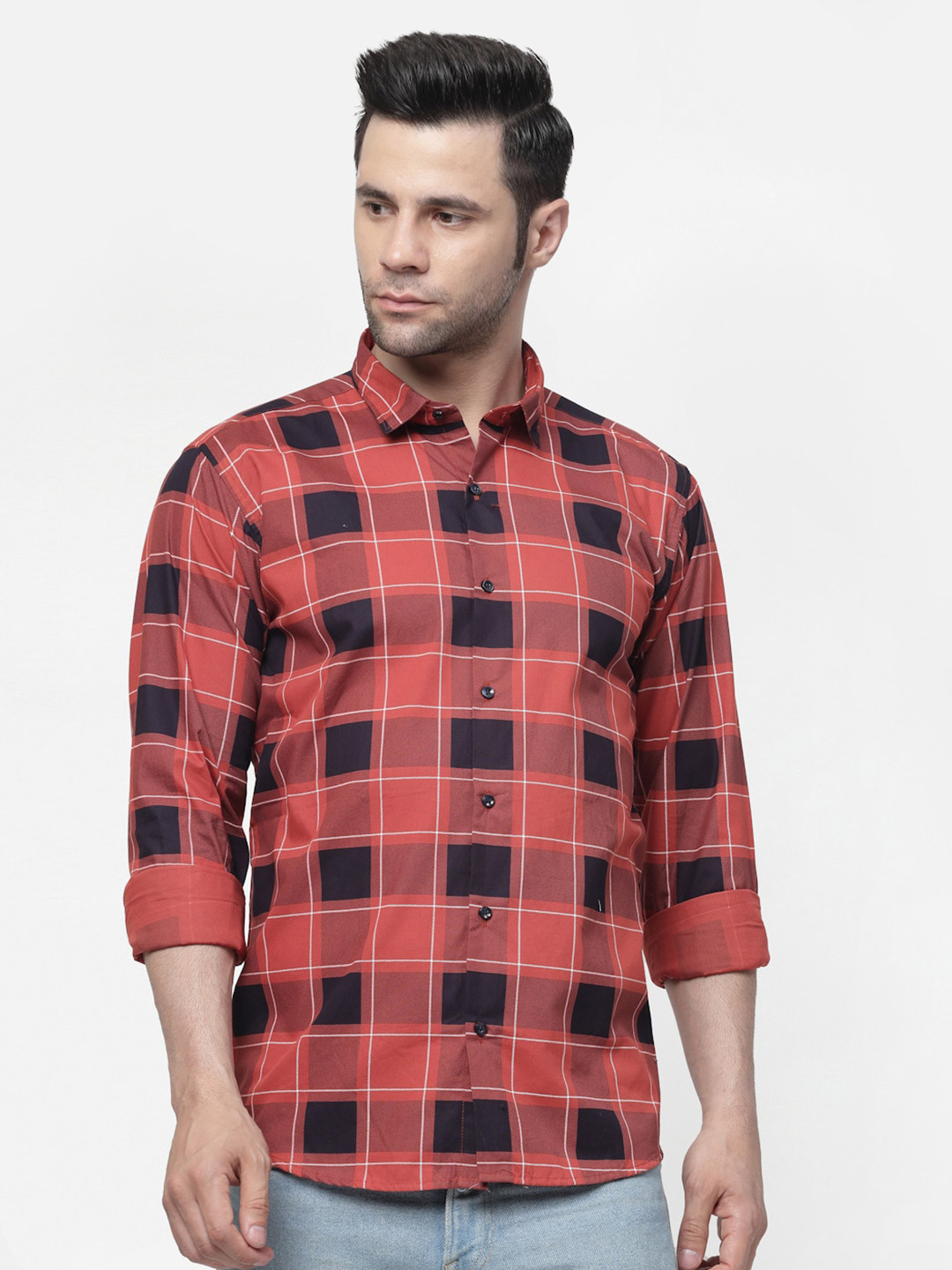 ADWYN PETER New Checked Casual Cotton Shirt, Red 
ADWYN PETER New Checked Casual Cotton Shirt, Red