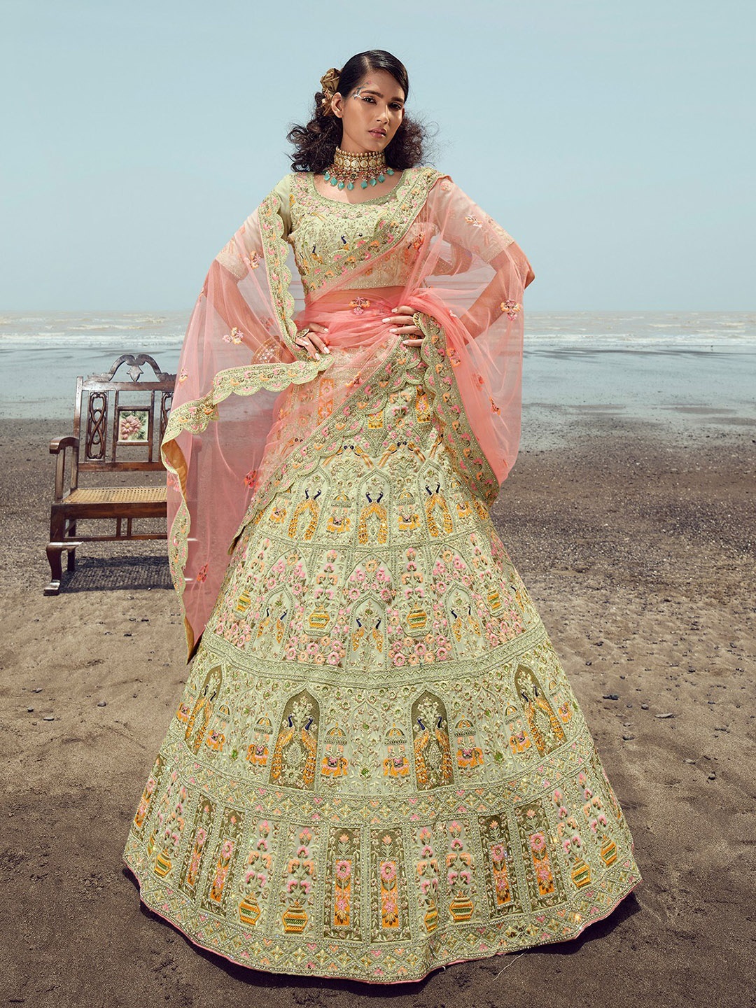 ODETTE Embellished Thread Work Semi-Stitched Lehenga & Unstitched Blouse With Dupatta, Green
ODETTE Embellished Thread Work Semi-Stitched Lehenga & Unstitched Blouse With Dupatta, Green