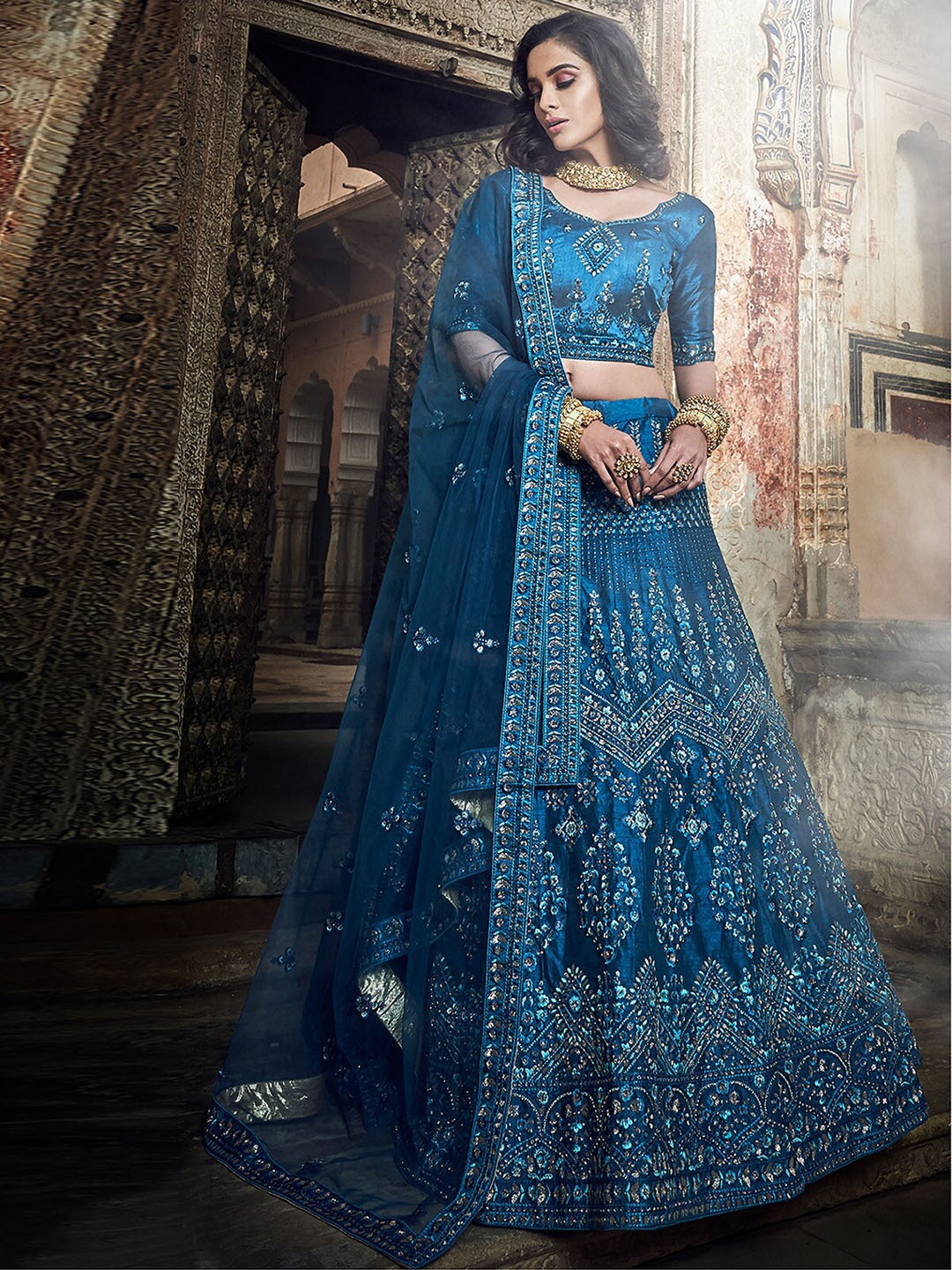 ODETTE Embroidered Sequinned Semi-Stitched Lehenga & Unstitched Blouse With Dupatta, Blue
ODETTE Embroidered Sequinned Semi-Stitched Lehenga & Unstitched Blouse With Dupatta, Blue