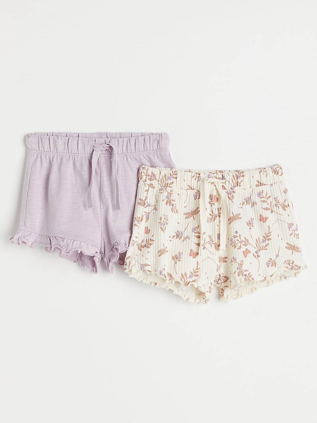 H&M Infant Girls 2-Pack Cotton Shorts, Yellow