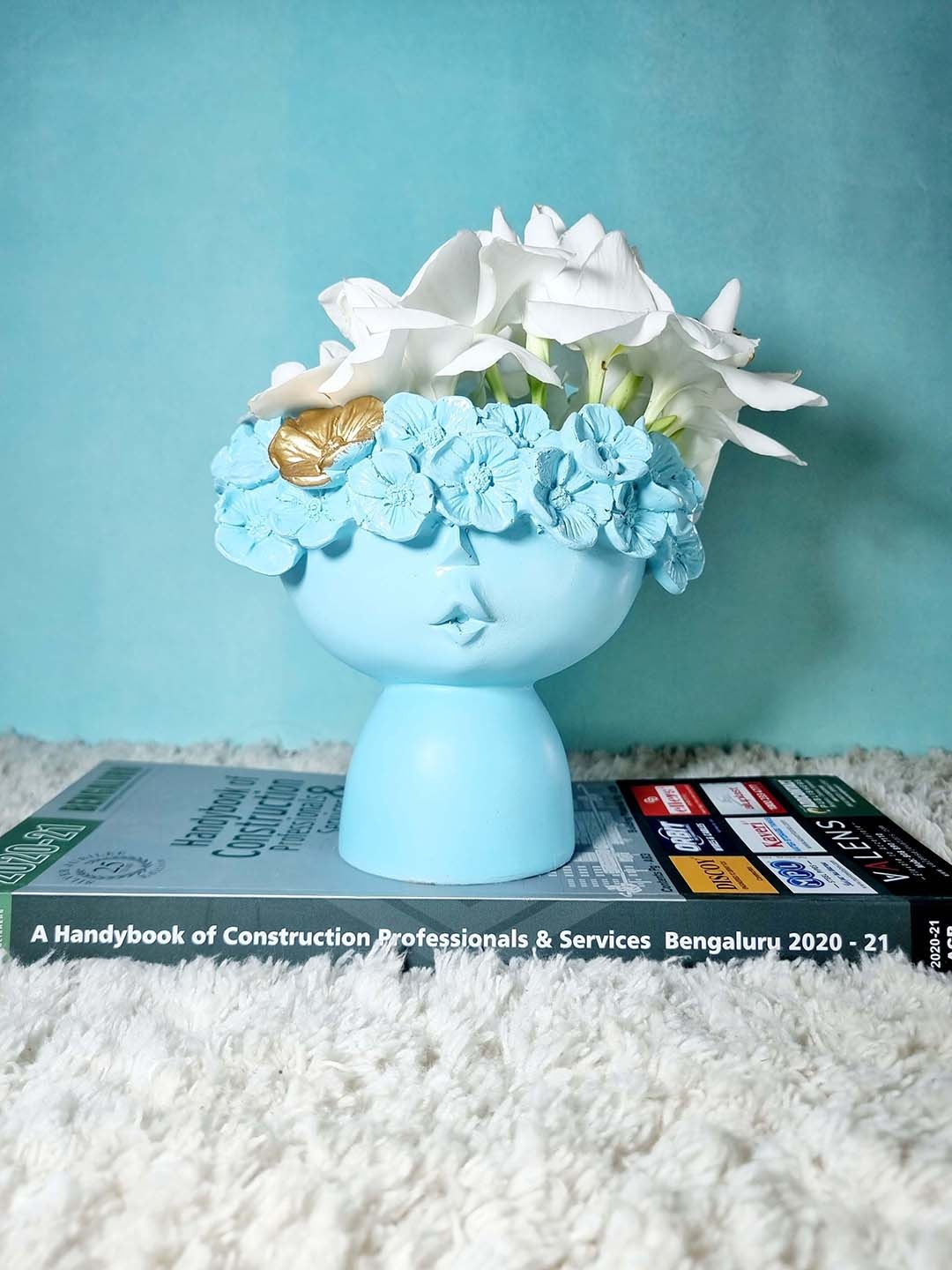 

Folkstorys Khwaab Blue Textured Ceramic Vase