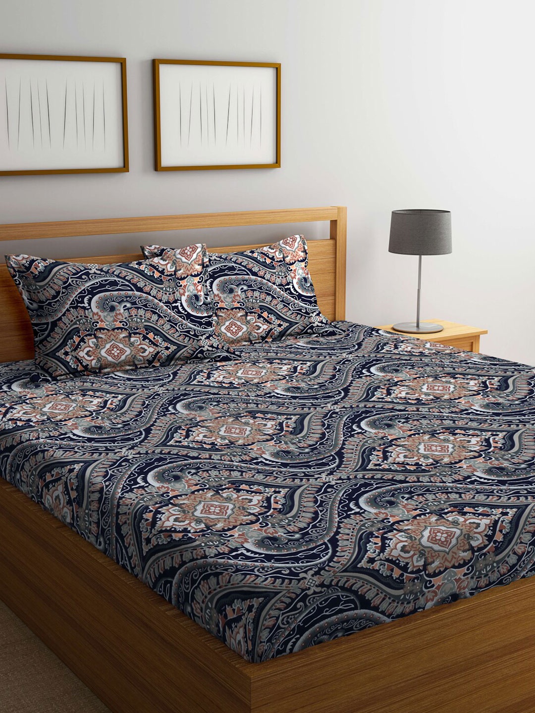 KLOTTHE Blue & Brown Ethnic Motifs Print 300 TC Double King Bedsheet with 2 Pillow Covers
KLOTTHE Blue & Brown Ethnic Motifs Print 300 TC Double King Bedsheet with 2 Pillow Covers