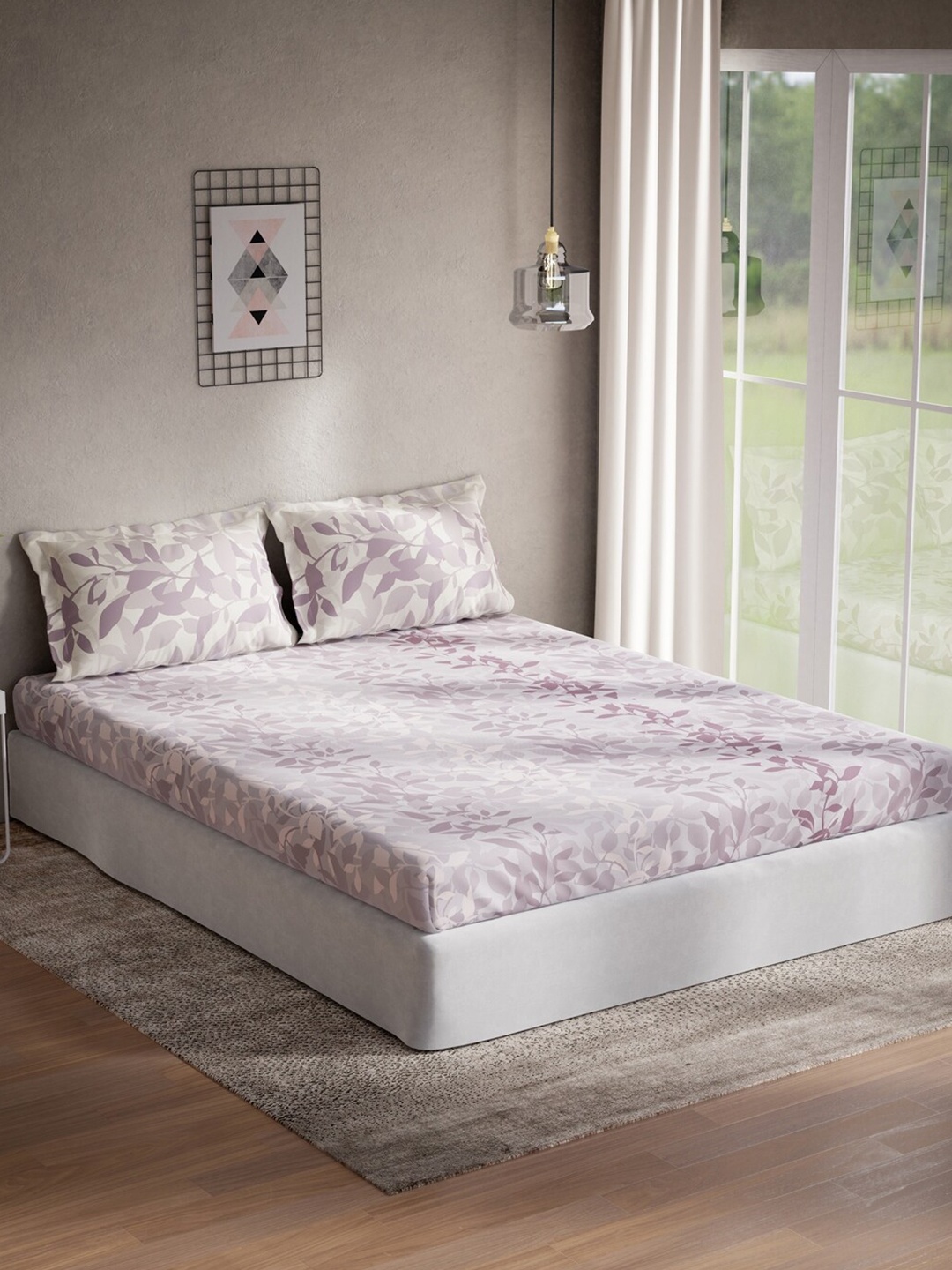 DDecor Purple & Cream-Coloured Floral 144 TC Cotton Queen Bedsheet With 2 Pillow Covers
DDecor Purple & Cream-Coloured Floral 144 TC Cotton Queen Bedsheet With 2 Pillow Covers