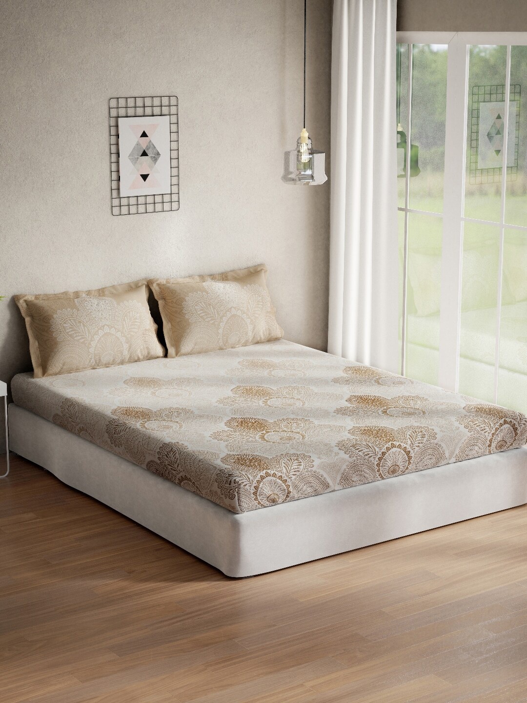 DDecor Beige & Off White Ethnic Motifs 140 TC Cotton Queen Bedsheet With 2 Pillow Covers
DDecor Beige & Off White Ethnic Motifs 140 TC Cotton Queen Bedsheet With 2 Pillow Covers
