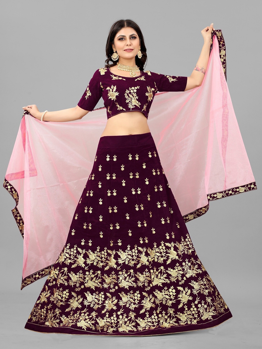 APNISHA Embroidered Thread Work Semi-Stitched Lehenga & Unstitched Blouse With Dupatta, Maroon
APNISHA Embroidered Thread Work Semi-Stitched Lehenga & Unstitched Blouse With Dupatta, Maroon