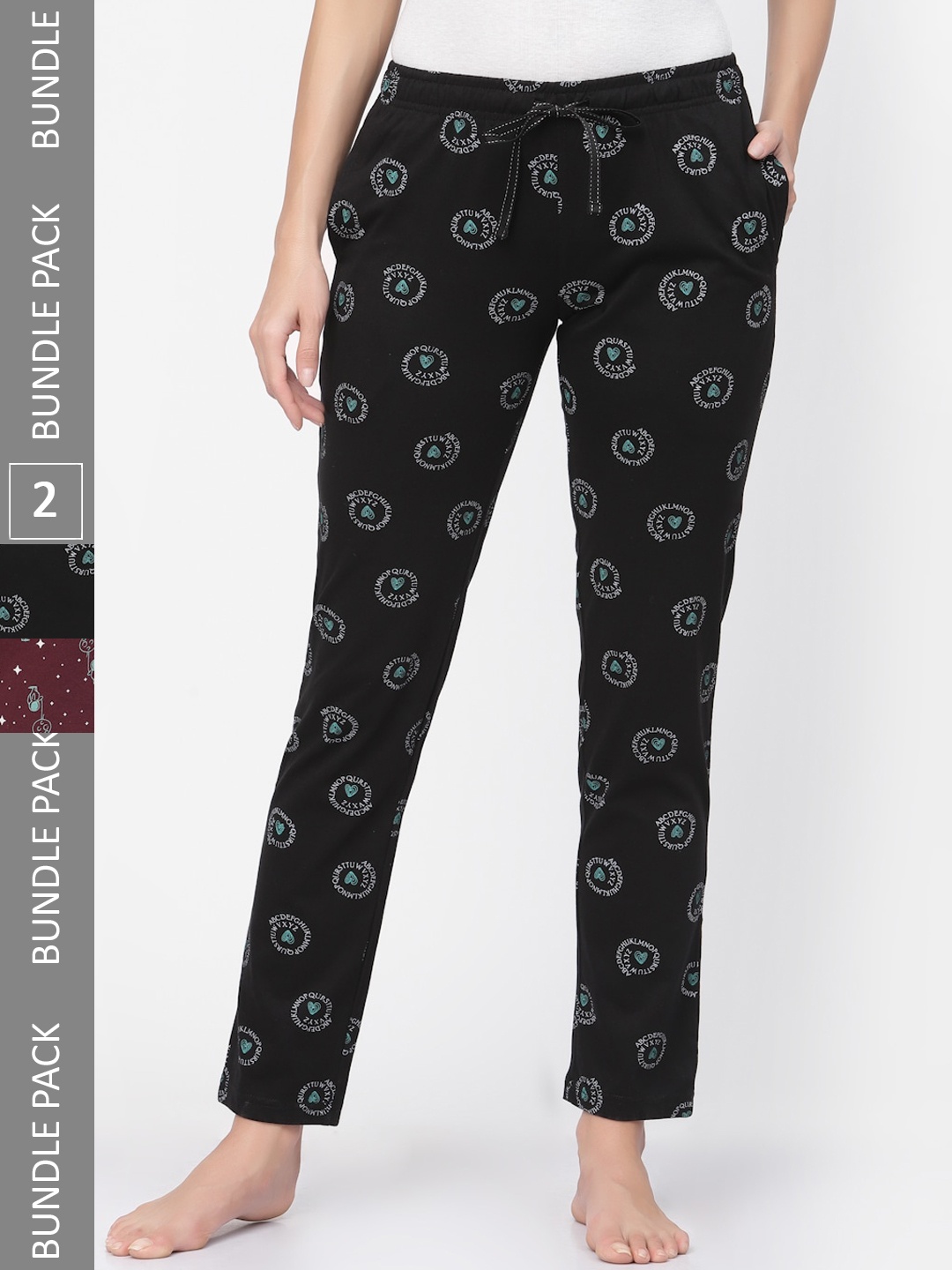 Sweet Dreams Women Black & Maroon Pack Of 2 Printed Relaxed-Fit Pure Cotton Lounge Pants
Sweet Dreams Women Black & Maroon Pack Of 2 Printed Relaxed-Fit Pure Cotton Lounge Pants