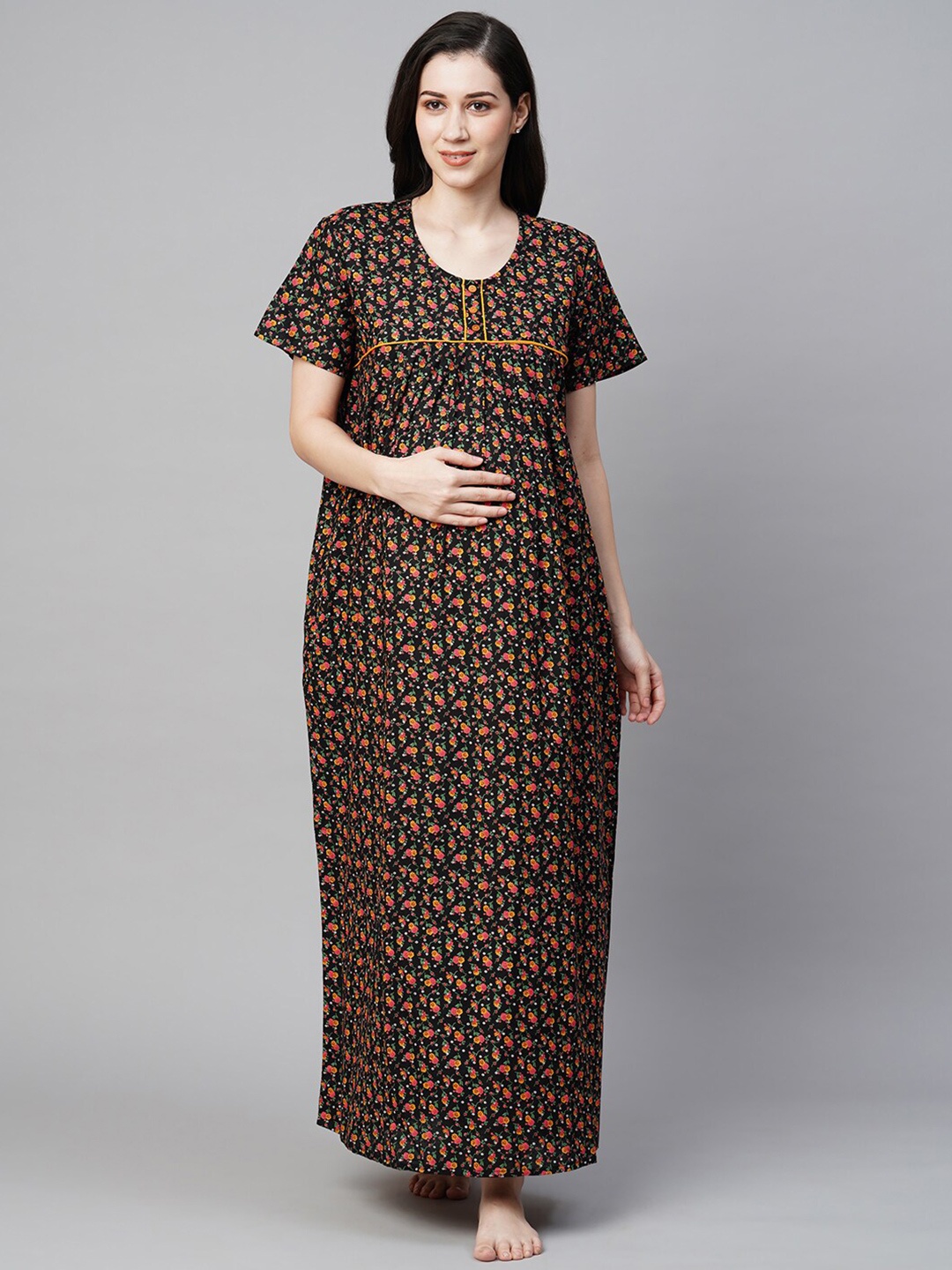MomToBe Floral Printed Pure Cotton Maternity Maxi Sustainable Nightdress, Black
MomToBe Floral Printed Pure Cotton Maternity Maxi Sustainable Nightdress, Black
