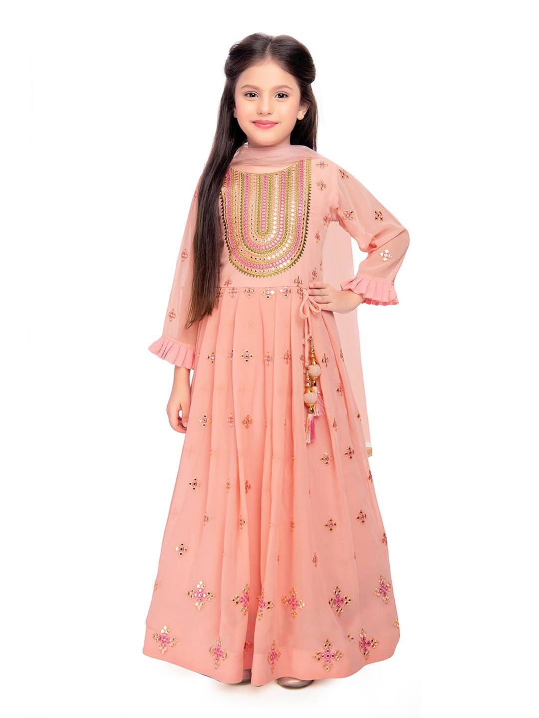 Tiny Kingdom Girls Ethnic Motif Embroidered Georgette A-Line Maxi Ethnic Dress, Peach
Tiny Kingdom Girls Ethnic Motif Embroidered Georgette A-Line Maxi Ethnic Dress, Peach