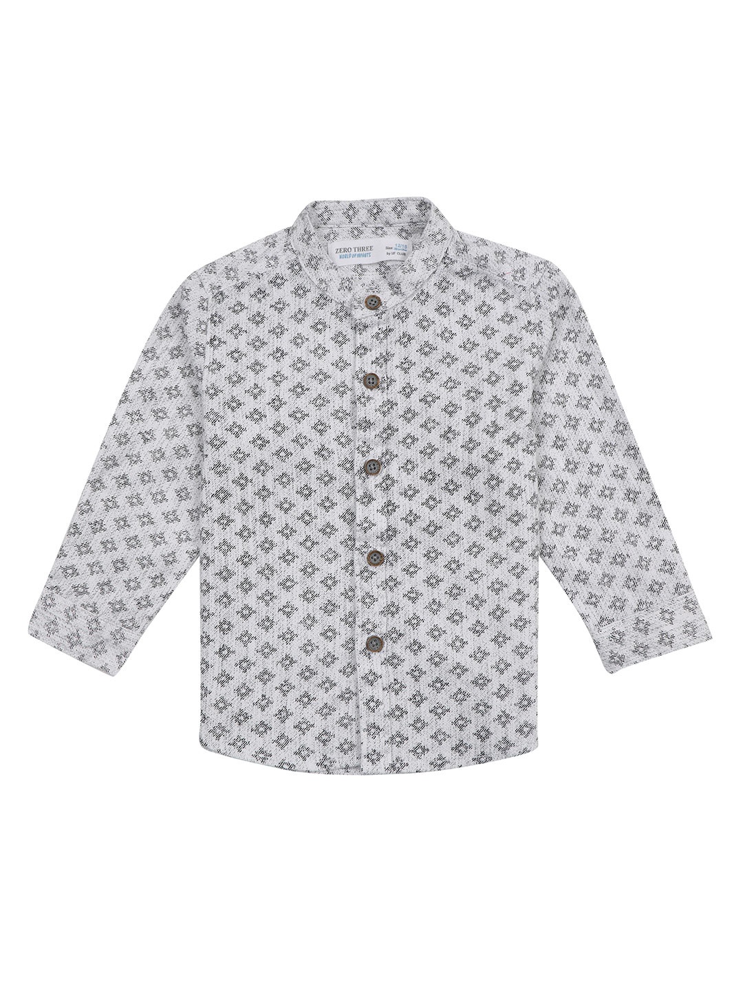 ZERO THREE Boys Comfort Fit Geometric Printed Band Collar Cotton Casual Shirt, White
ZERO THREE Boys Comfort Fit Geometric Printed Band Collar Cotton Casual Shirt, White
