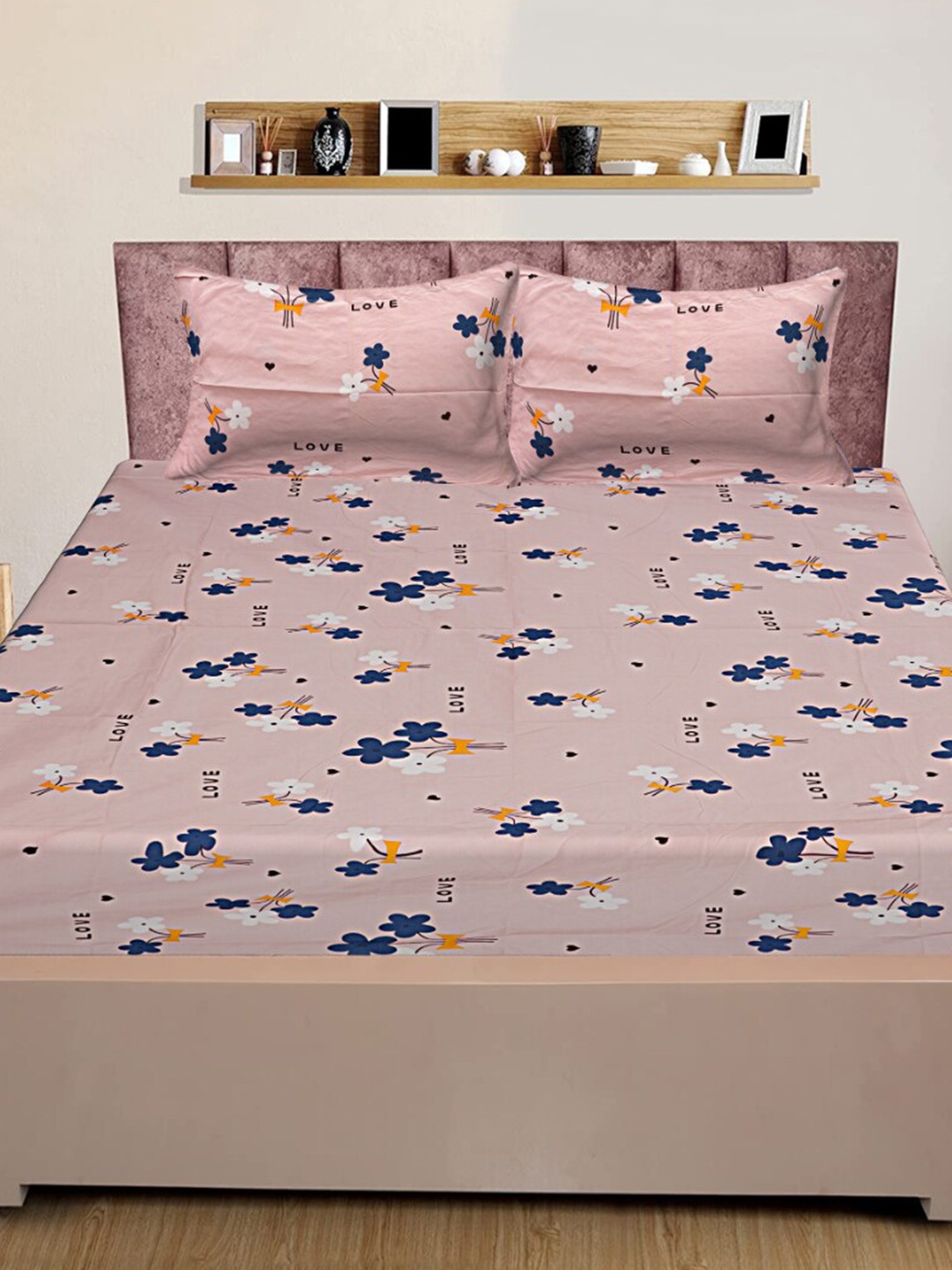 INDHOME LIFE Pink & Navy Blue Floral Pure Cotton 220 TC Queen Bedsheet & 2 Pillow Covers
INDHOME LIFE Pink & Navy Blue Floral Pure Cotton 220 TC Queen Bedsheet & 2 Pillow Covers