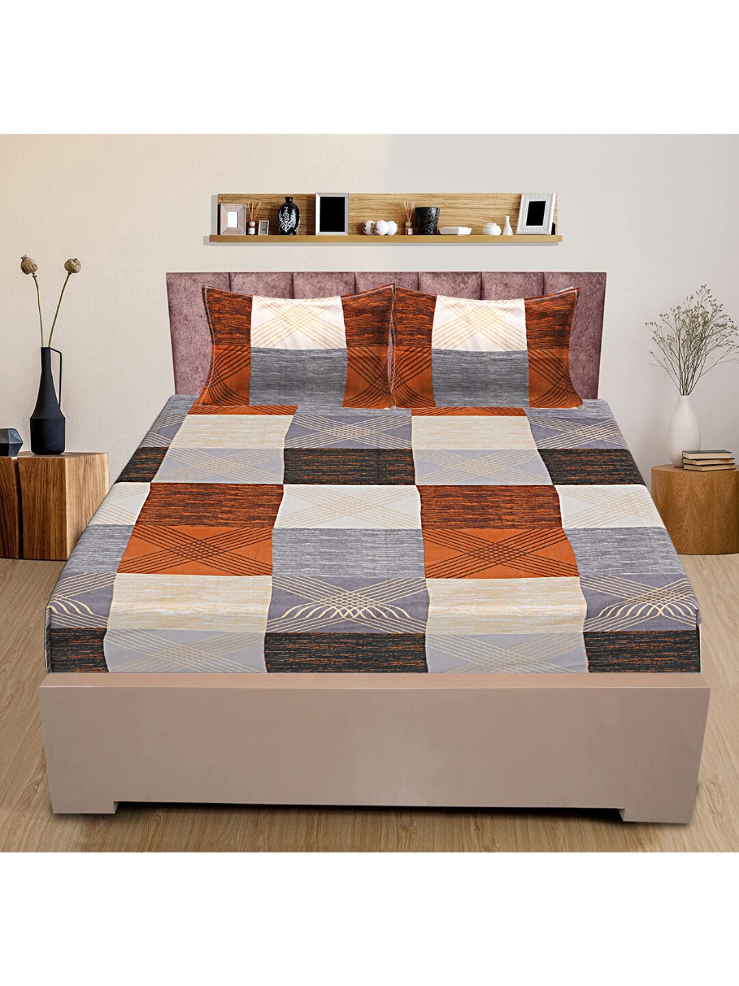 INDHOME LIFE Grey & Brown Geometric Pure Cotton 160 TC Queen Bedsheet With 2 Pillow Covers
INDHOME LIFE Grey & Brown Geometric Pure Cotton 160 TC Queen Bedsheet With 2 Pillow Covers
