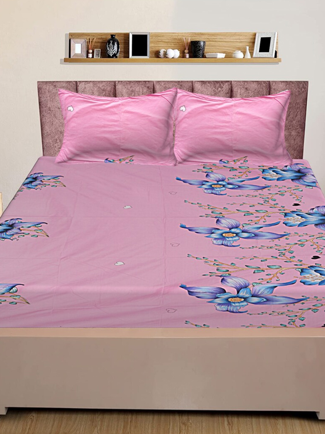 INDHOME LIFE Pink & Blue Pure Cotton Floral 220 TC Queen Bedsheet With 2 Pillow Covers
INDHOME LIFE Pink & Blue Pure Cotton Floral 220 TC Queen Bedsheet With 2 Pillow Covers