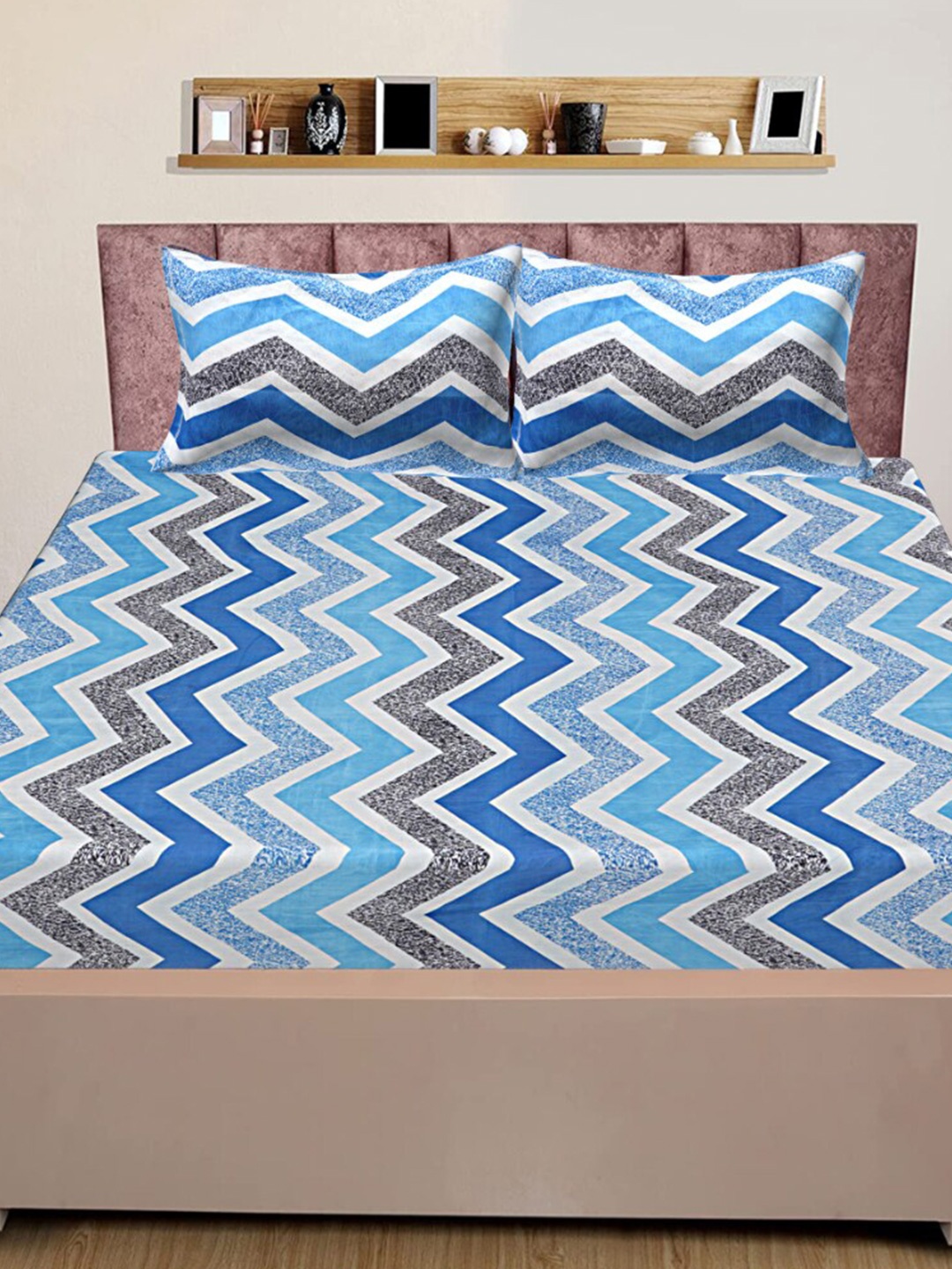 INDHOME LIFE Blue & White Pure Cotton Geometric 160 TC Queen Bedsheet With 2 Pillow Covers
INDHOME LIFE Blue & White Pure Cotton Geometric 160 TC Queen Bedsheet With 2 Pillow Covers