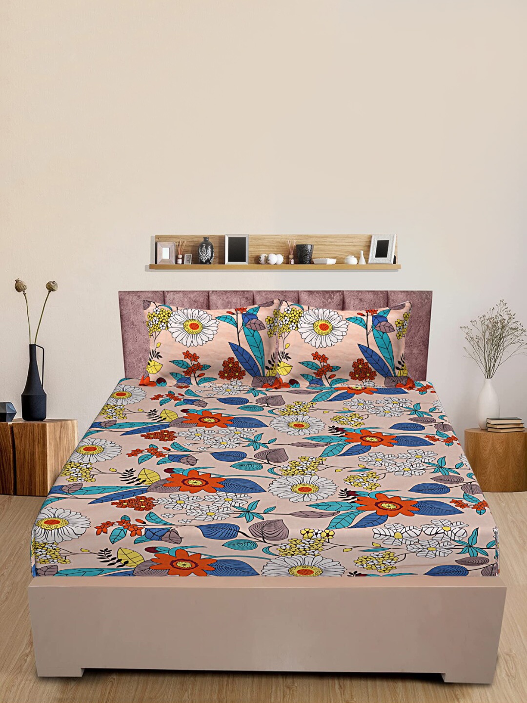 INDHOME LIFE Cream & White Pure Cotton Floral 220 TC Queen Bedsheet With 2 Pillow Covers
INDHOME LIFE Cream & White Pure Cotton Floral 220 TC Queen Bedsheet With 2 Pillow Covers