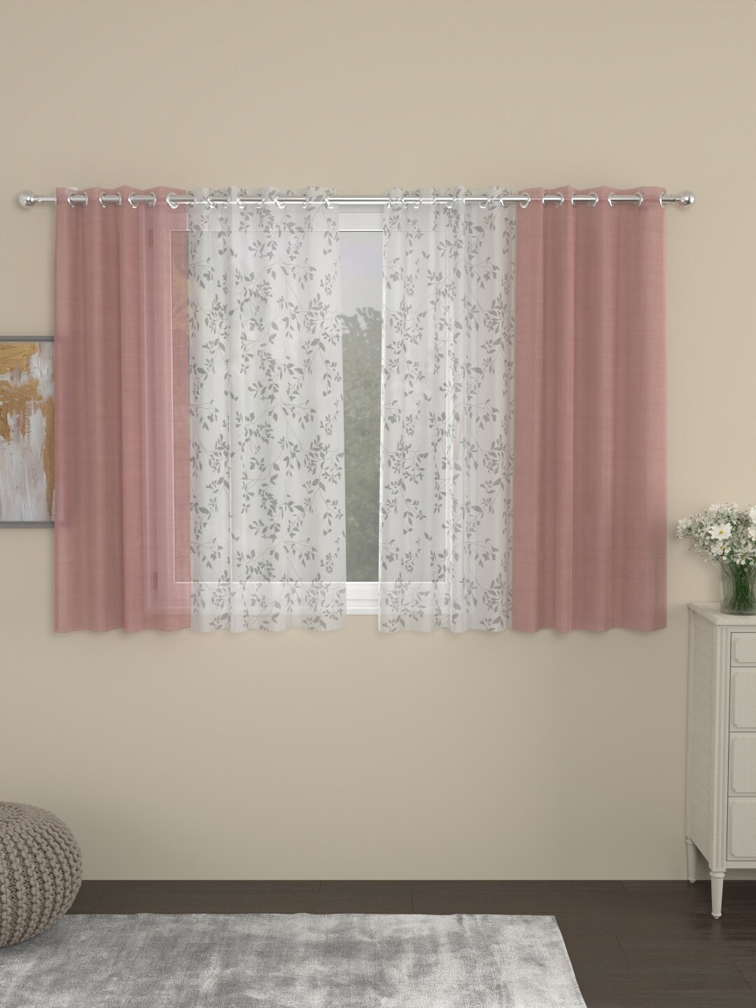 ROSARA HOME Dove Emily Brasso Pink 2 Pieces Window Curtains & 2 Pieces Printed Sheers
ROSARA HOME Dove Emily Brasso Pink 2 Pieces Window Curtains & 2 Pieces Printed Sheers
