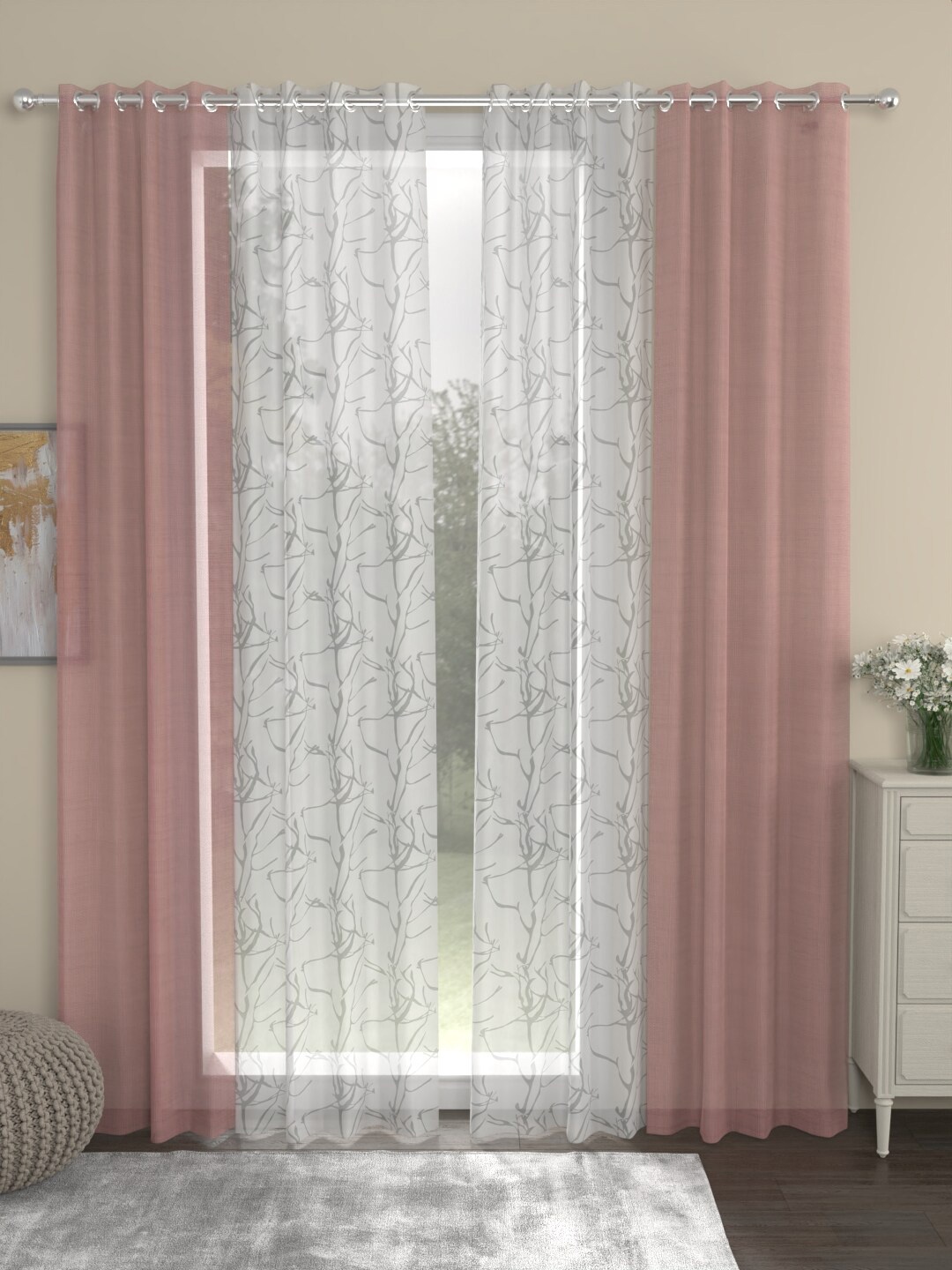 ROSARA HOME Dove Wallace Nude Coloured 2 Pieces Door Curtains & 2 Pieces Printed Sheers
ROSARA HOME Dove Wallace Nude Coloured 2 Pieces Door Curtains & 2 Pieces Printed Sheers