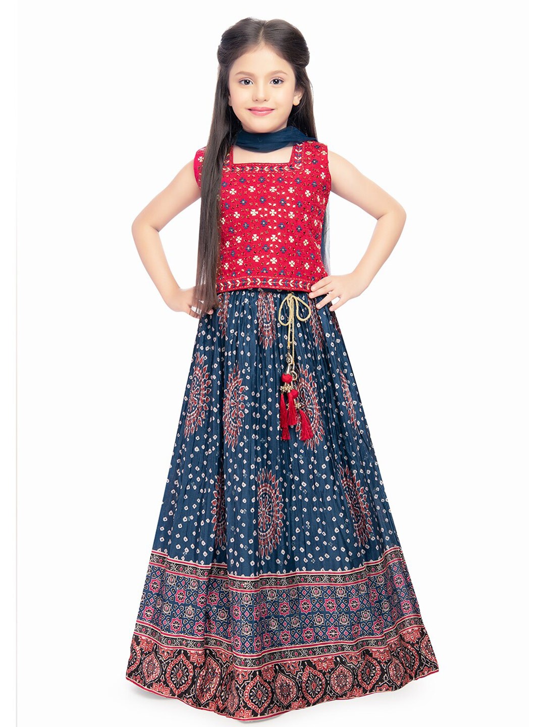 Tiny Kingdom Girls Embroidered Mirror Work Ready to Wear Lehenga & Blouse With Dupatta, Teal
Tiny Kingdom Girls Embroidered Mirror Work Ready to Wear Lehenga & Blouse With Dupatta, Teal