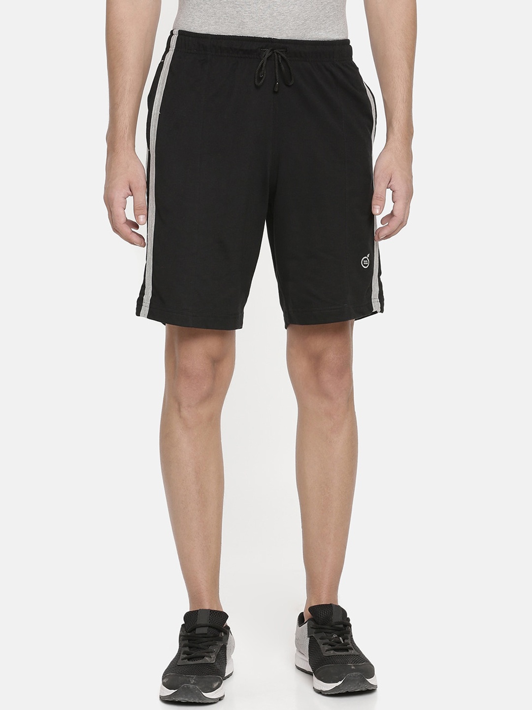 Macroman M-Series Men Mid-Rise Pure Cotton Sports Shorts, Black
