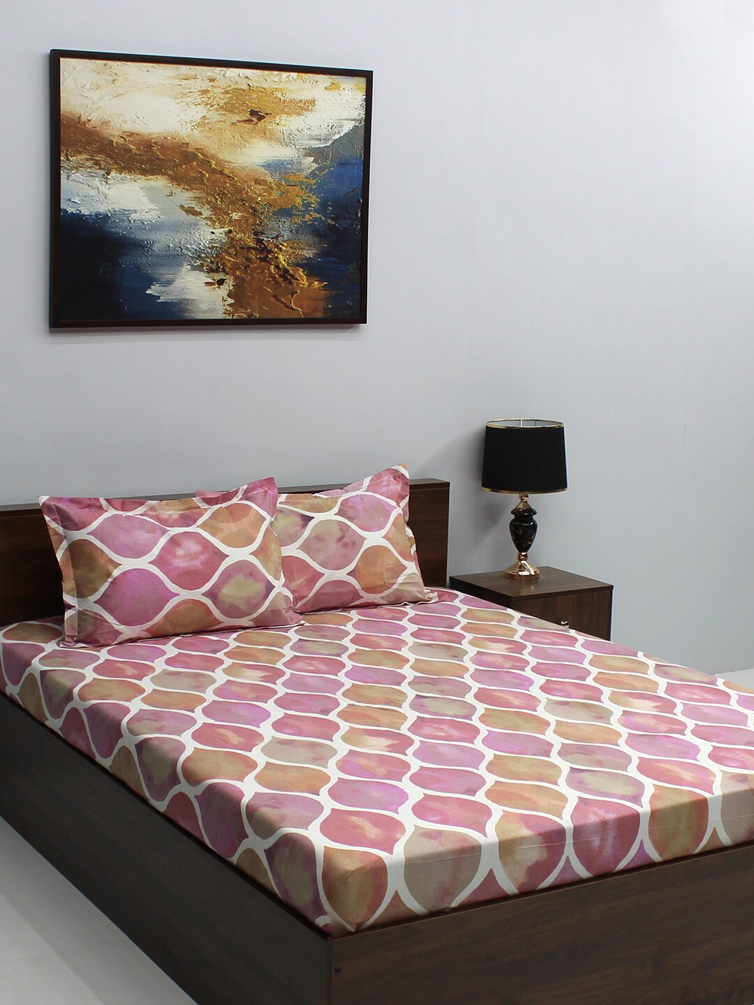 BOMBAY DYEING Dream Lover Pink Abstract 104 TC Cotton King Bedsheet & 2 Pillow Covers
BOMBAY DYEING Dream Lover Pink Abstract 104 TC Cotton King Bedsheet & 2 Pillow Covers