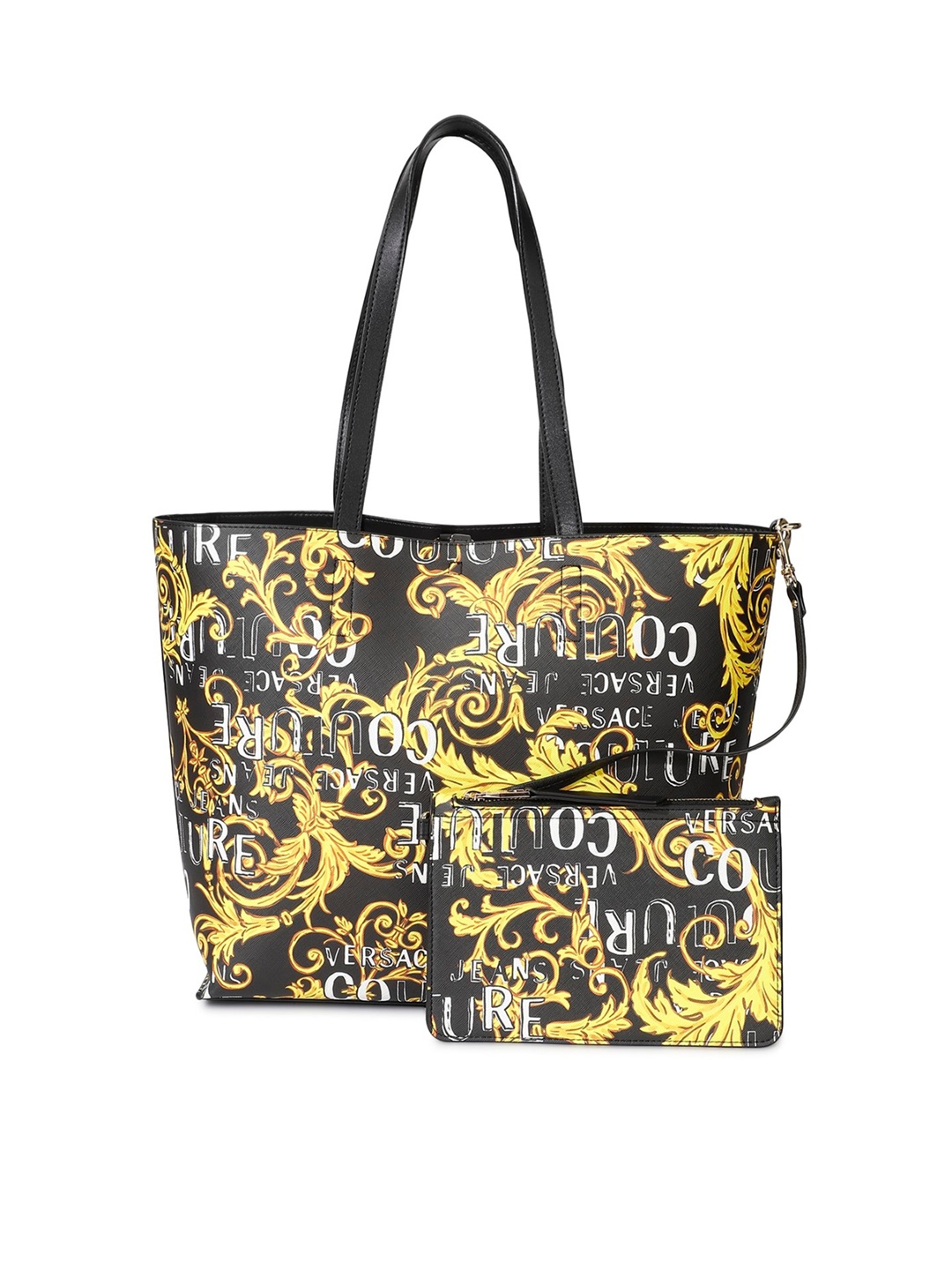 Versace Jeans Couture Set Of 2 Floral Printed Oversized Structured Tote Bag with Pouch, Black
Versace Jeans Couture Set Of 2 Floral Printed Oversized Structured Tote Bag with Pouch, Black