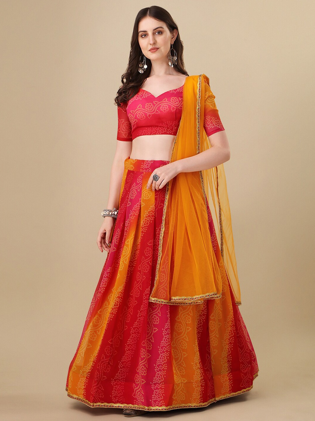 Amrutam Fab Bandhani Printed Semi-Stitched Georgette Lehenga Choli With Dupatta, Red
Amrutam Fab Bandhani Printed Semi-Stitched Georgette Lehenga Choli With Dupatta, Red