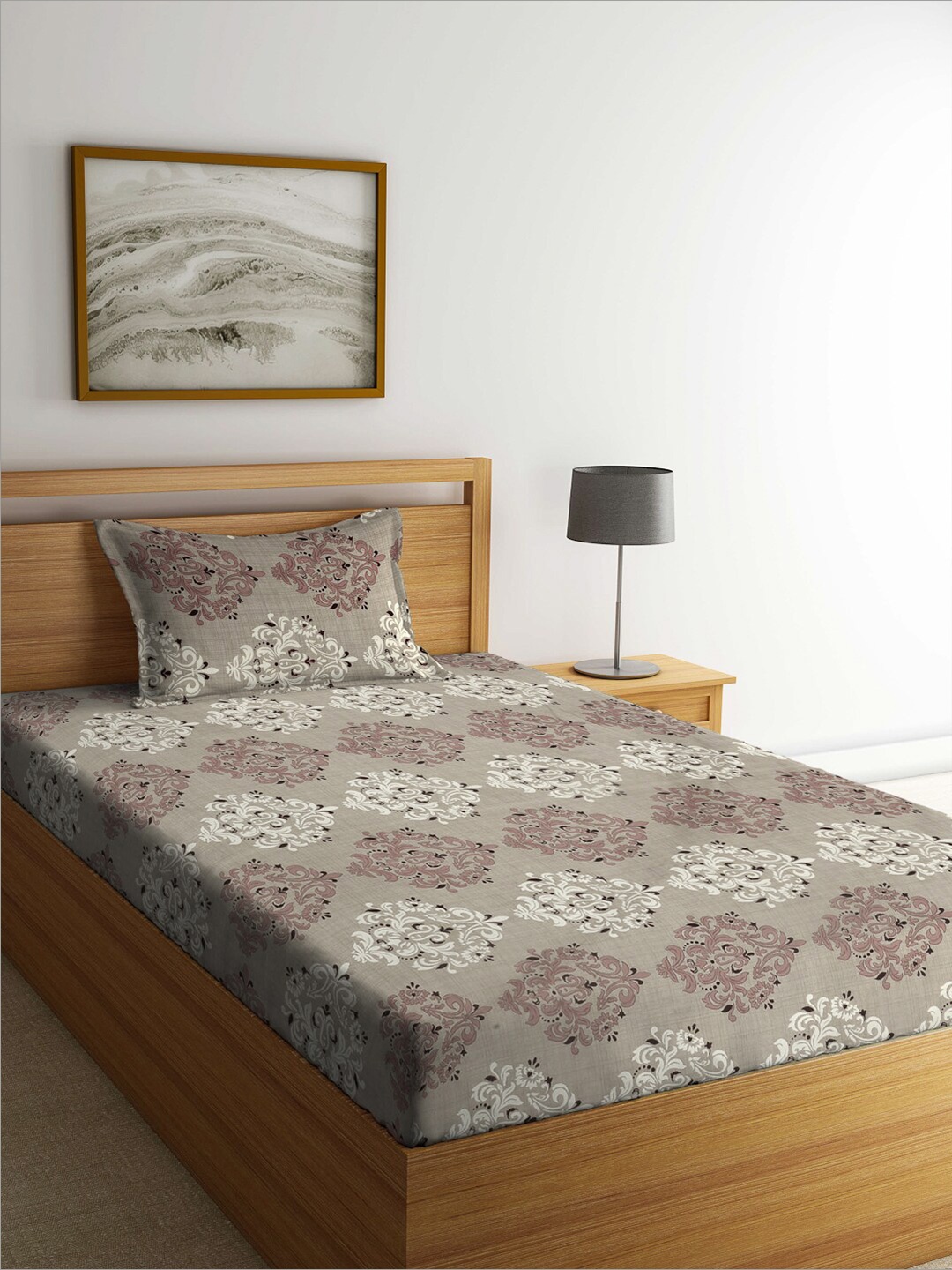 KLOTTHE Book Fold Brown Ethnic Motif-Printed 300TC Fitted Single Bedsheet & 1 Pillow Cover, Grey
KLOTTHE Book Fold Brown Ethnic Motif-Printed 300TC Fitted Single Bedsheet & 1 Pillow Cover, Grey