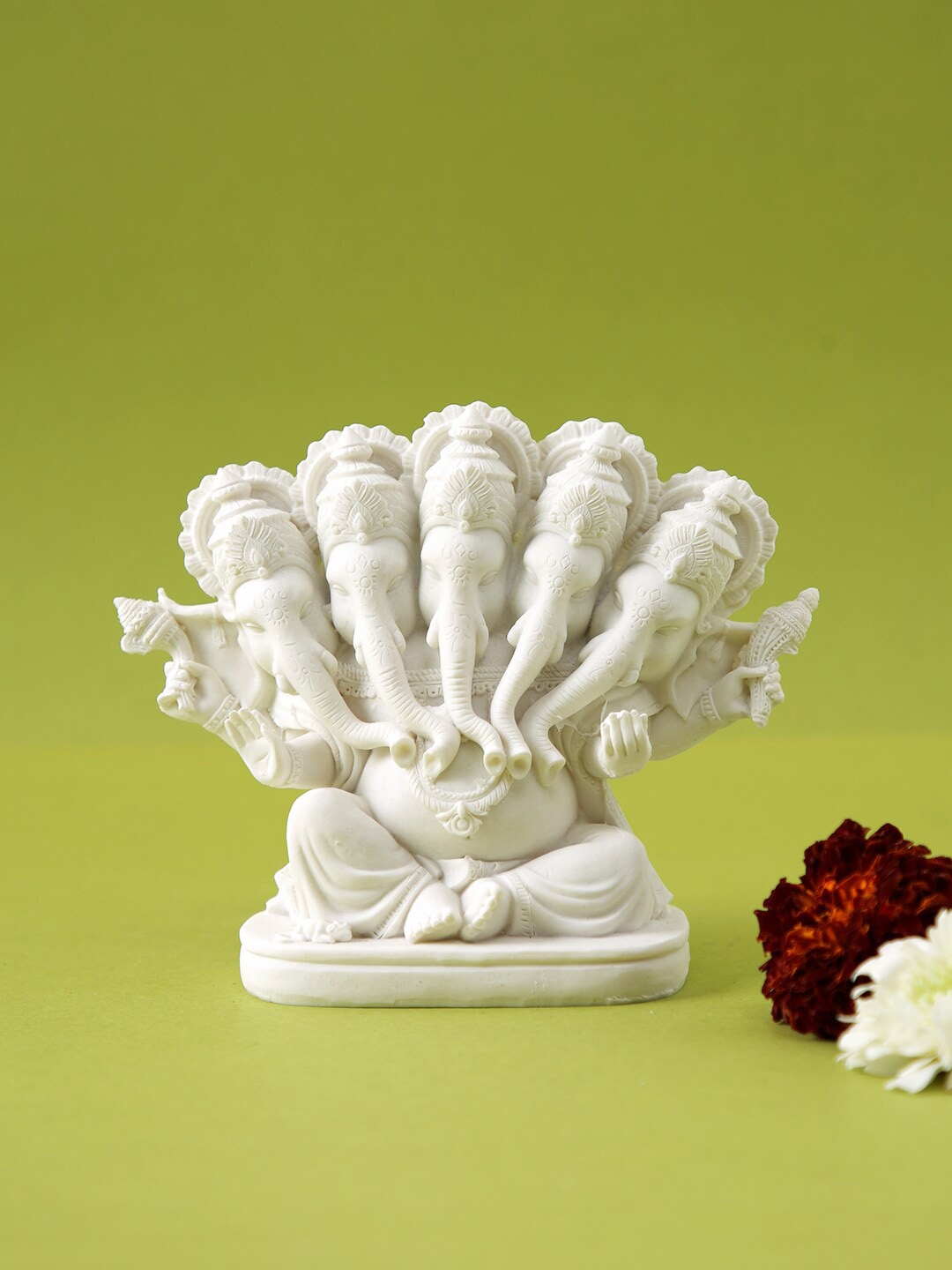 TAYHAA White Textured Ganesha Idol Showpiece