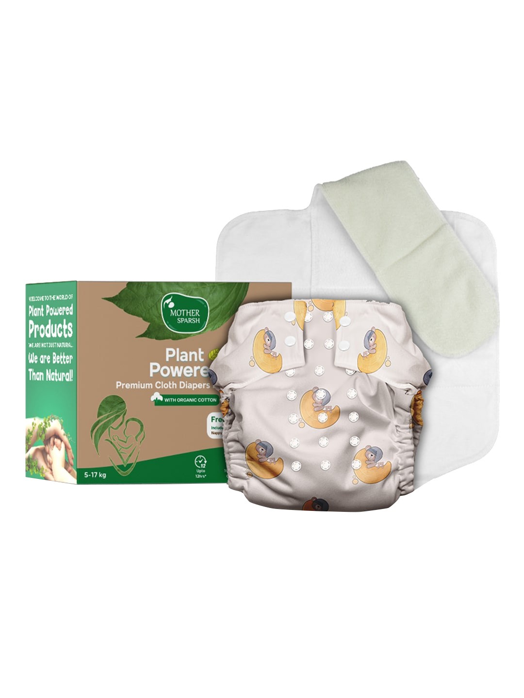 Mother Sparsh Babies Plant Powered Cloth Diaper with Built-in Booster Pad - Comfy Cuddles, Cream
Mother Sparsh Babies Plant Powered Cloth Diaper with Built-in Booster Pad - Comfy Cuddles, Cream