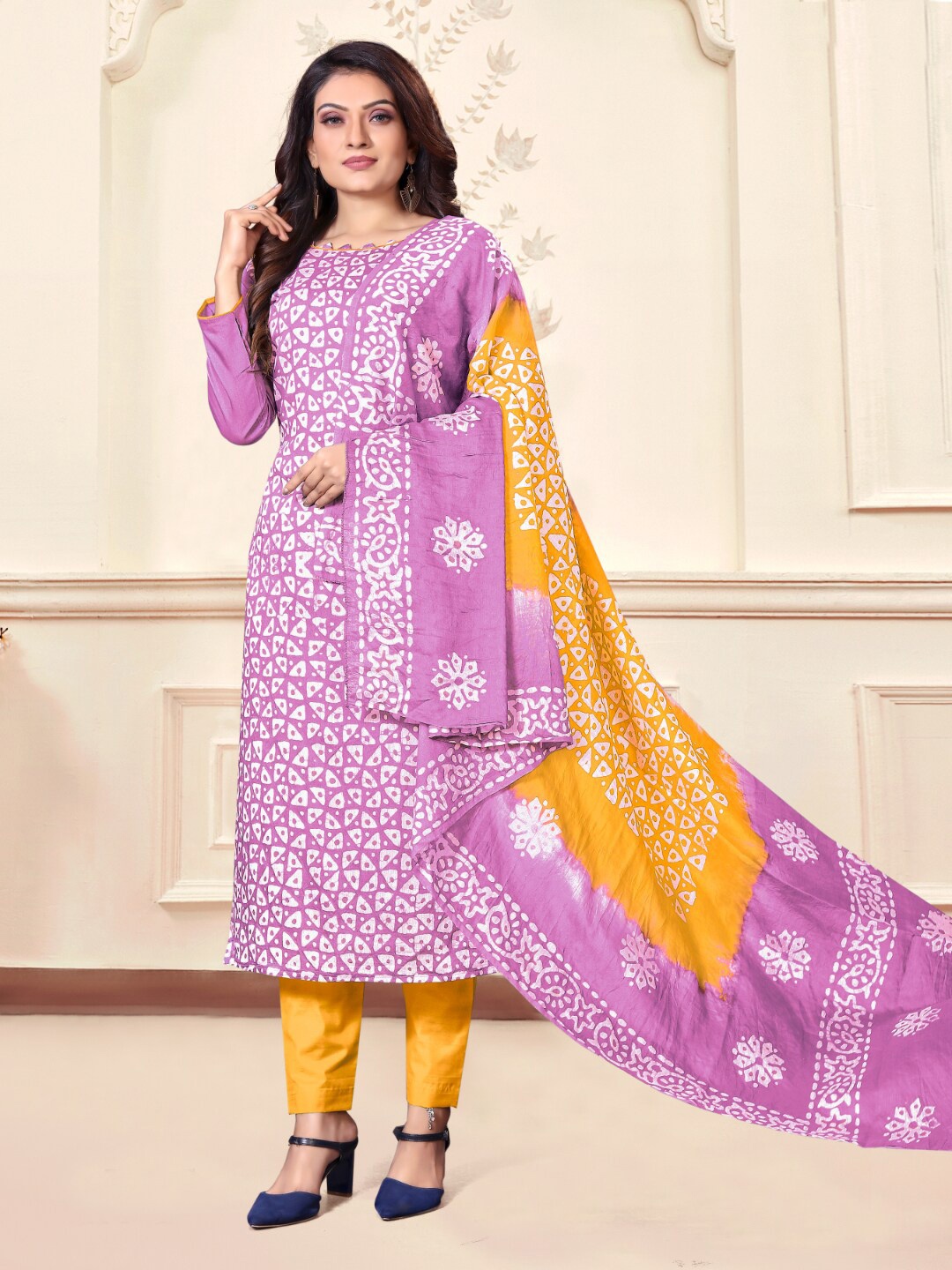 Angroop Printed Unstitched Dress Material, Lavender