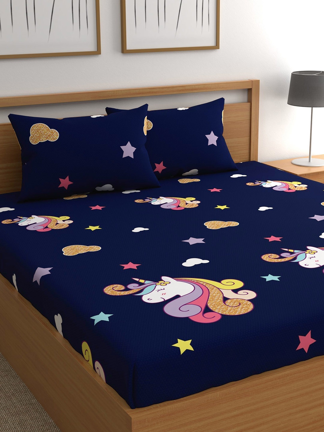 CG HOMES Blue & White Cartoon Characters 180 TC Fitted Queen Bedsheet & 2 Pillow Covers
CG HOMES Blue & White Cartoon Characters 180 TC Fitted Queen Bedsheet & 2 Pillow Covers