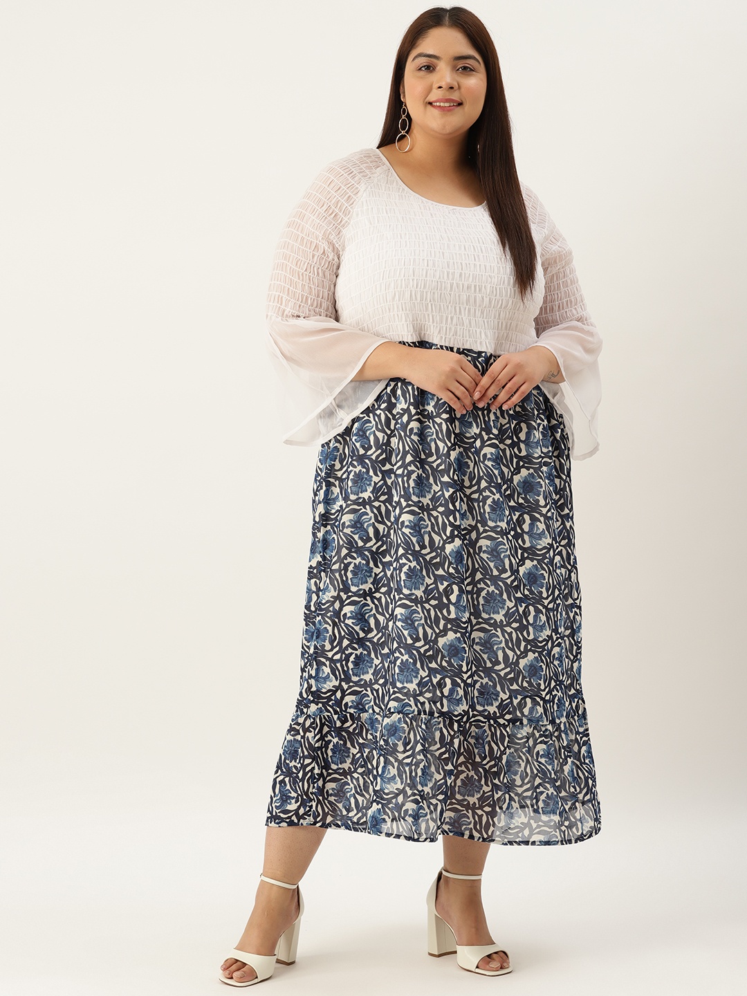 theRebelinme Plus Size Floral Print Bell Sleeve A-Line Georgette Midi Dress, White
theRebelinme Plus Size Floral Print Bell Sleeve A-Line Georgette Midi Dress, White