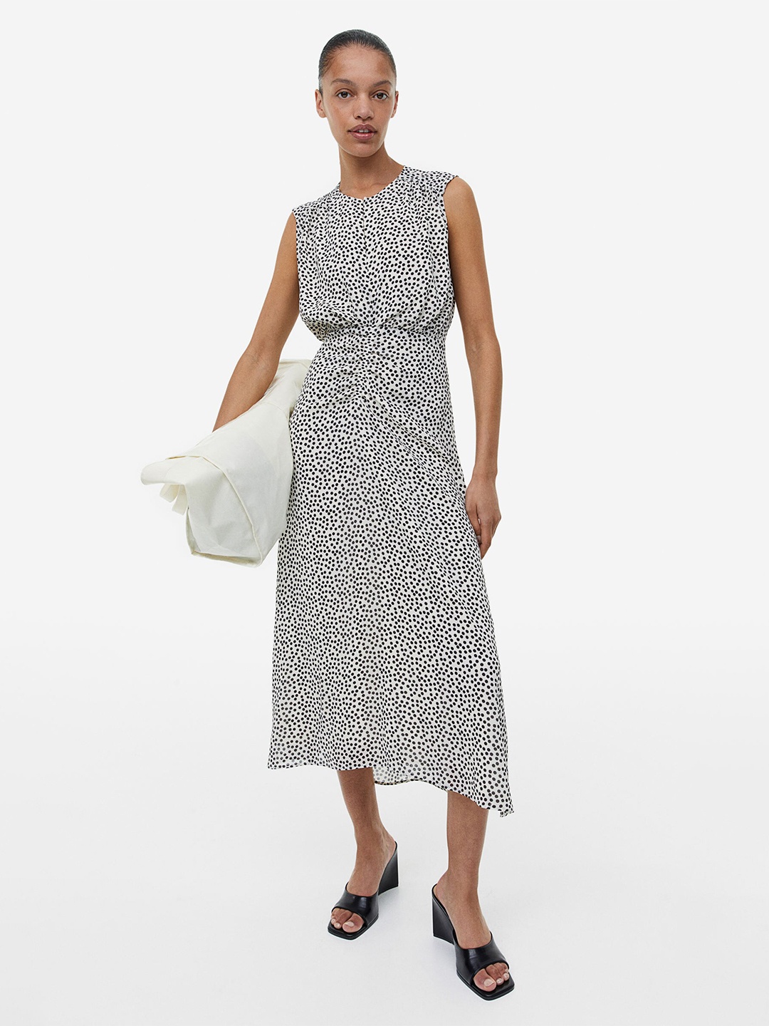 H&M Patterned Chiffon Dress, White